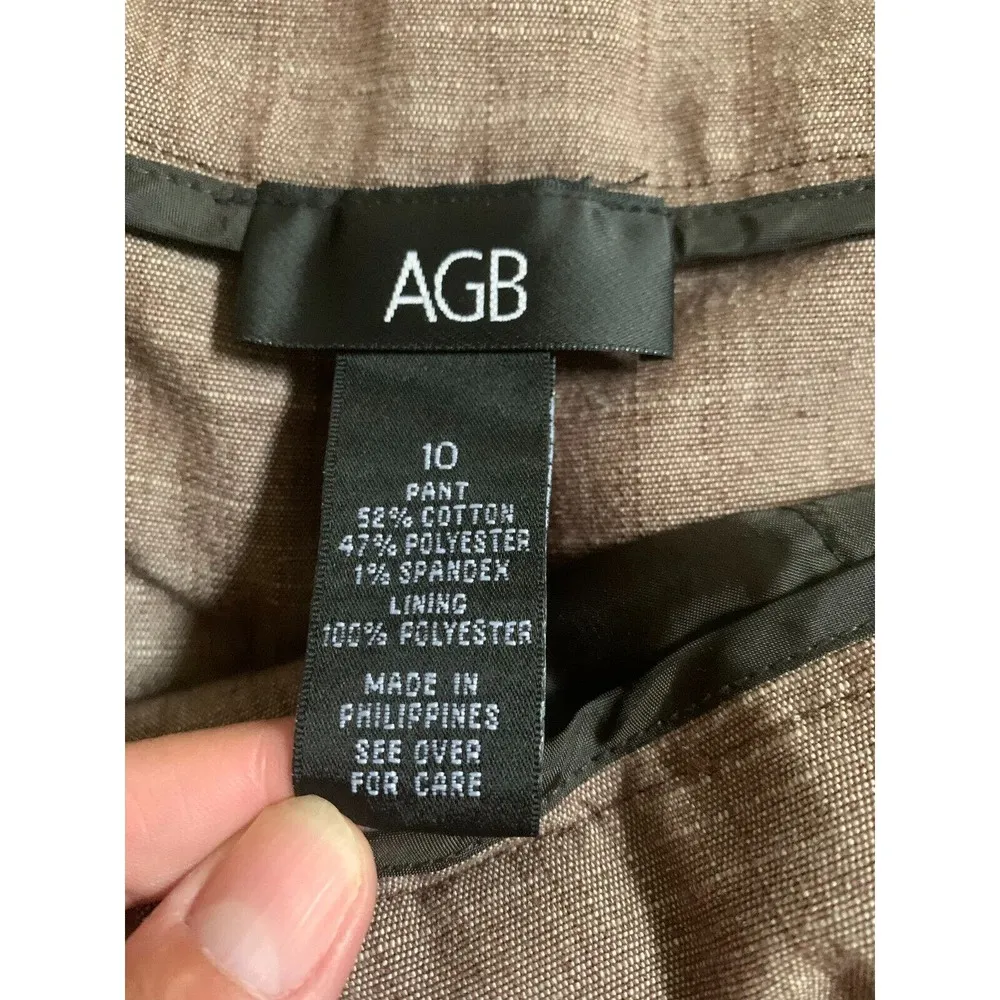 AGB Womens Size 10 Pant Brown Trouser Career Dress Pants Pockets Stretch - Image 5