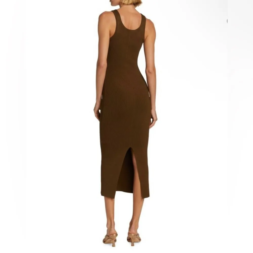 TOTÊME Ribbed Curved Compact Knit Midi Dress size S - Image 5