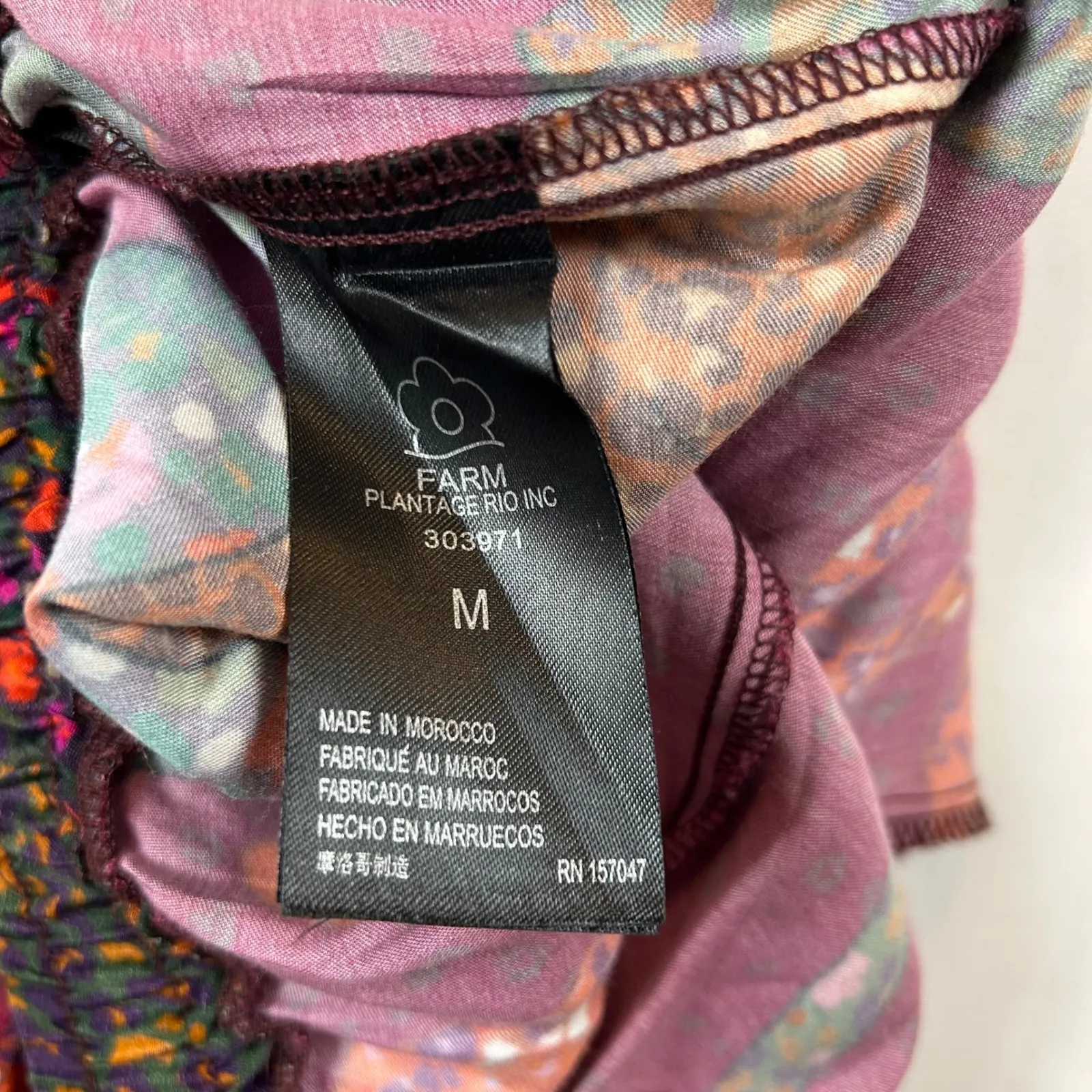 FARM Rio Leopard Print Wide Leg Pants Women's M Burgundy Drawstring Tassel - Image 3