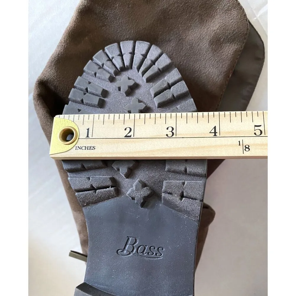 EUC G H BASS India Over the Knee Brown Faux Suede Flat Boots with Buckle Sz 5.5 - Image 7