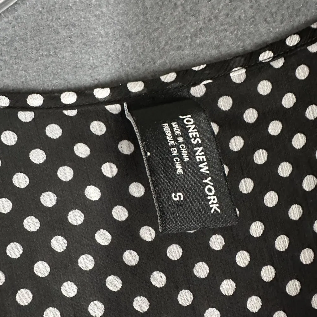 Jones‎ New York Womens Small Black Polka Dot Pullover Sheer Swim Cover Up V-Neck - Image 3