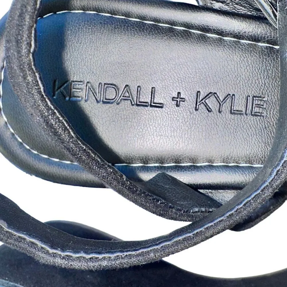 Kendall + Kylie  Womens Suede Open Toe Platform Sandals Heels, Black 7.5 - Image 8