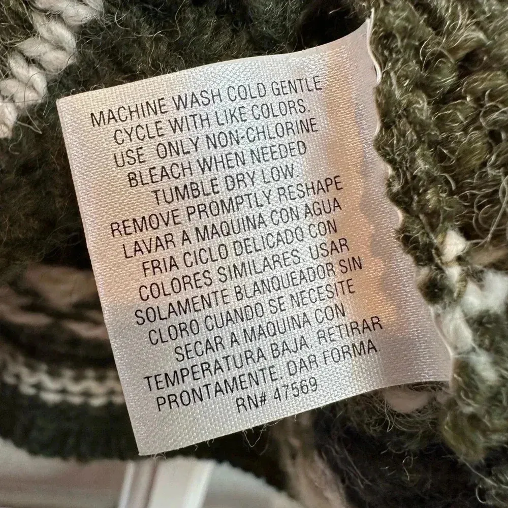 Vintage Kathy Ireland Hunter Green Cream Wool Blend Sweater Size S Small - Image 5