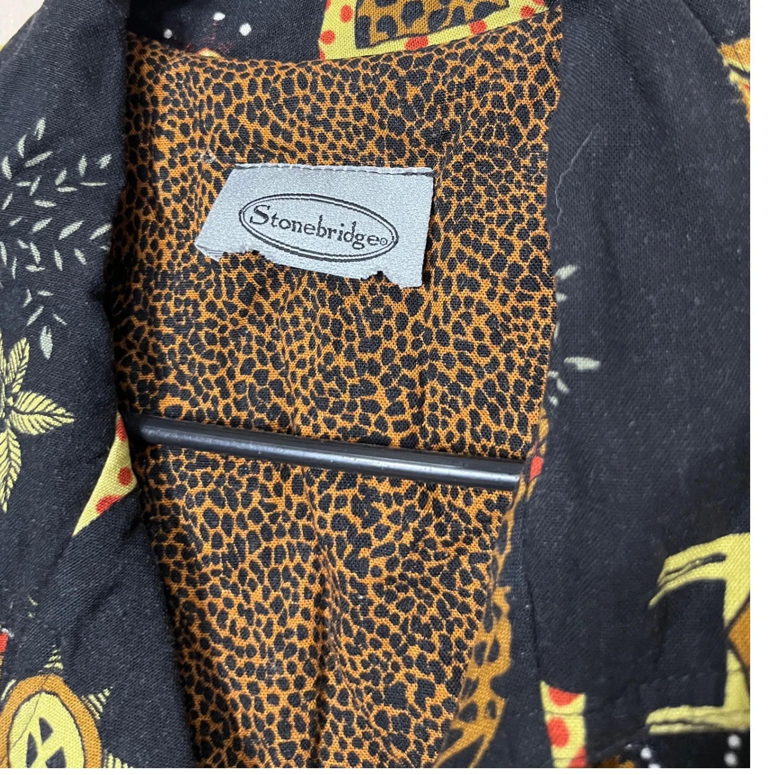 Vintage Stonebridge Safari Print Button Down Vest Sleeveless Top Animal Print XL Black - Image 5