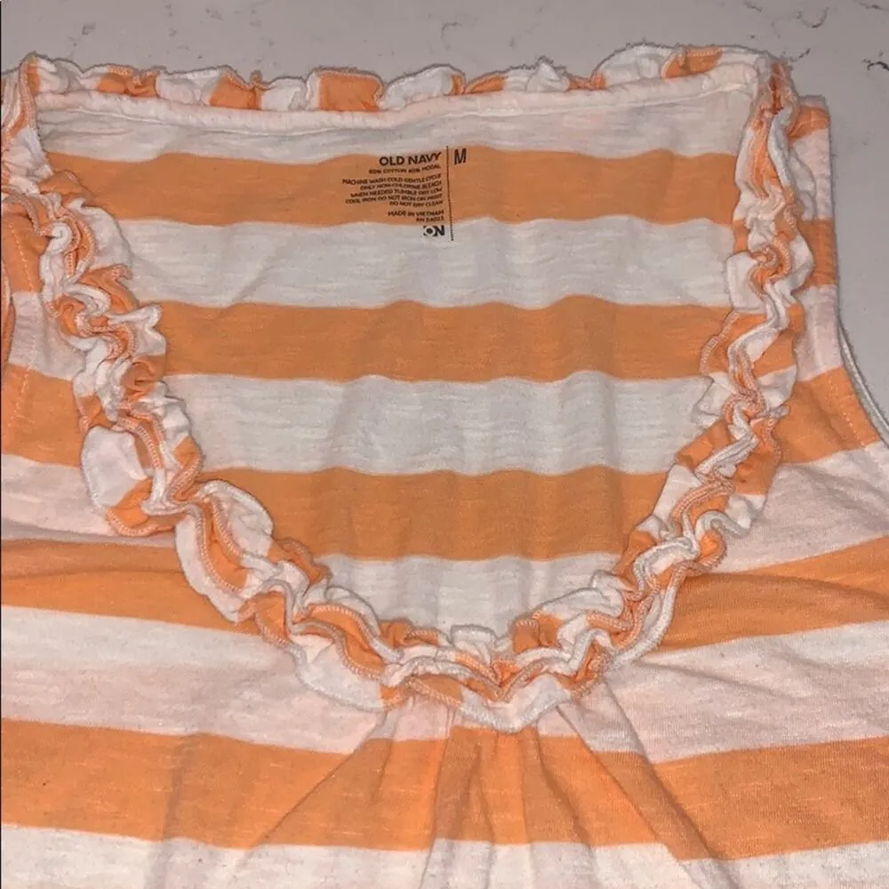 Old Navy Orange White Striped Tank top M - Image 2