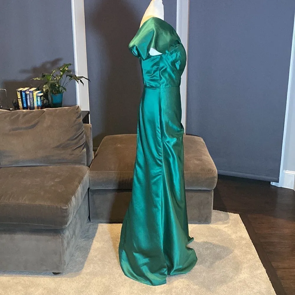 Women’s Green One Shoulder Full Length Mermaid Fit Formal Dress Size 6 Green - Image 3