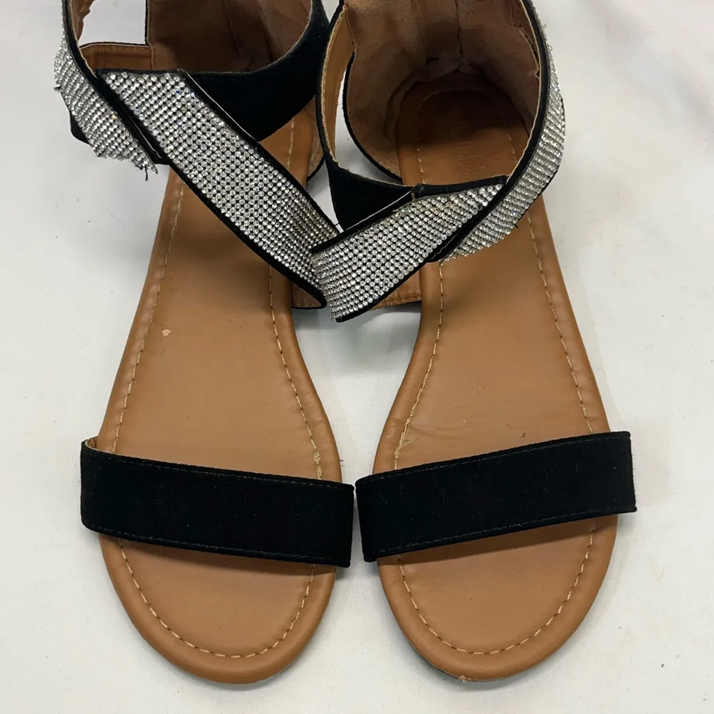 Olivia Miller Day Dreams Ankle‎ Strap Sandals W\Rhinestones Heel Zip 7 BLACK - Image 2