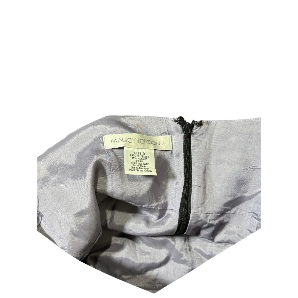 Maggy London Womens Dress Size 8 Lace Inset Metallic Brocade - Image 7