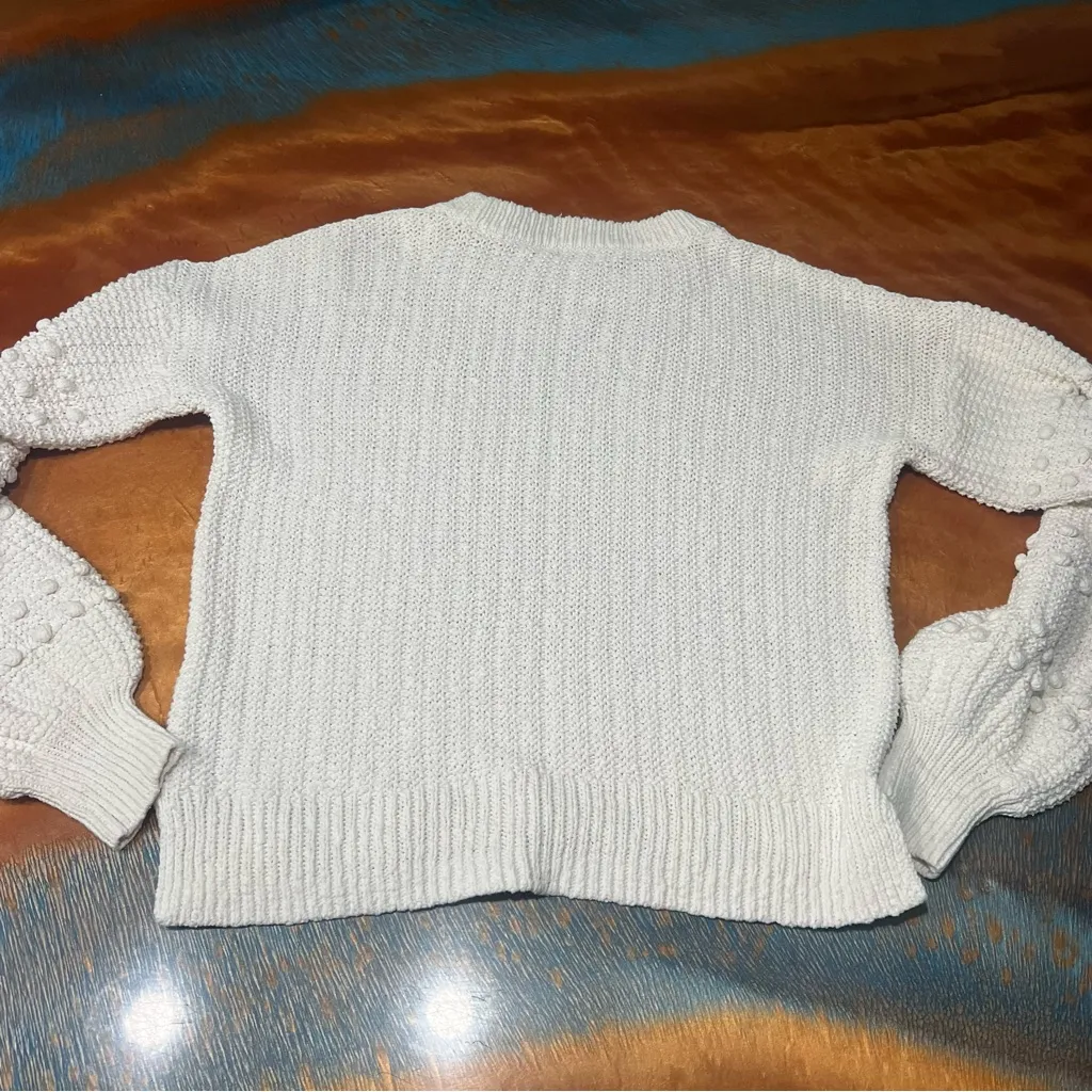 Madewell Bobble Pullover Textured Knit White Sweater XS  balloon sleeve - Image 5