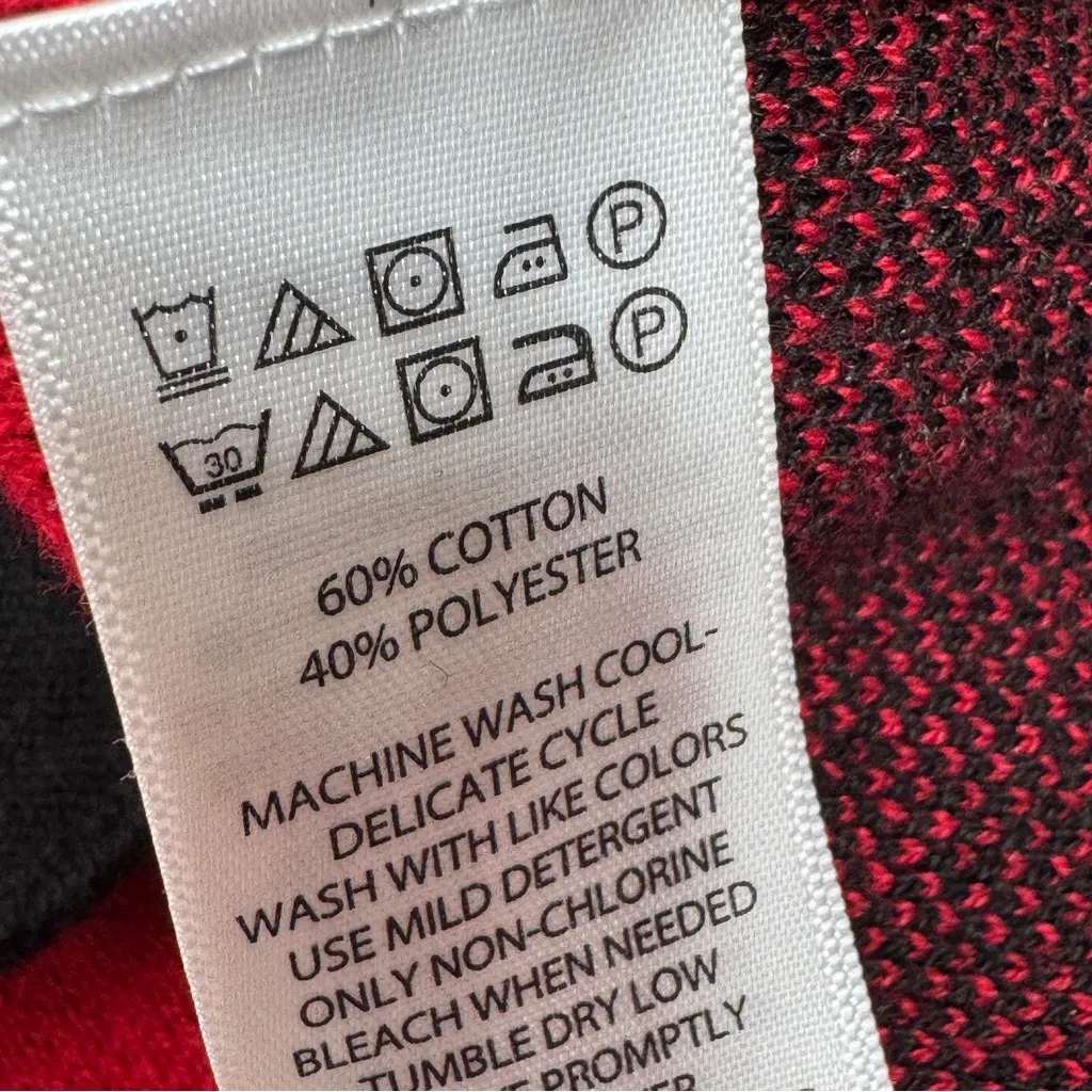 Adrienne Vittadini Buffalo Check Mock Neck Tunic Cardigan Sweater Red Black - Image 11