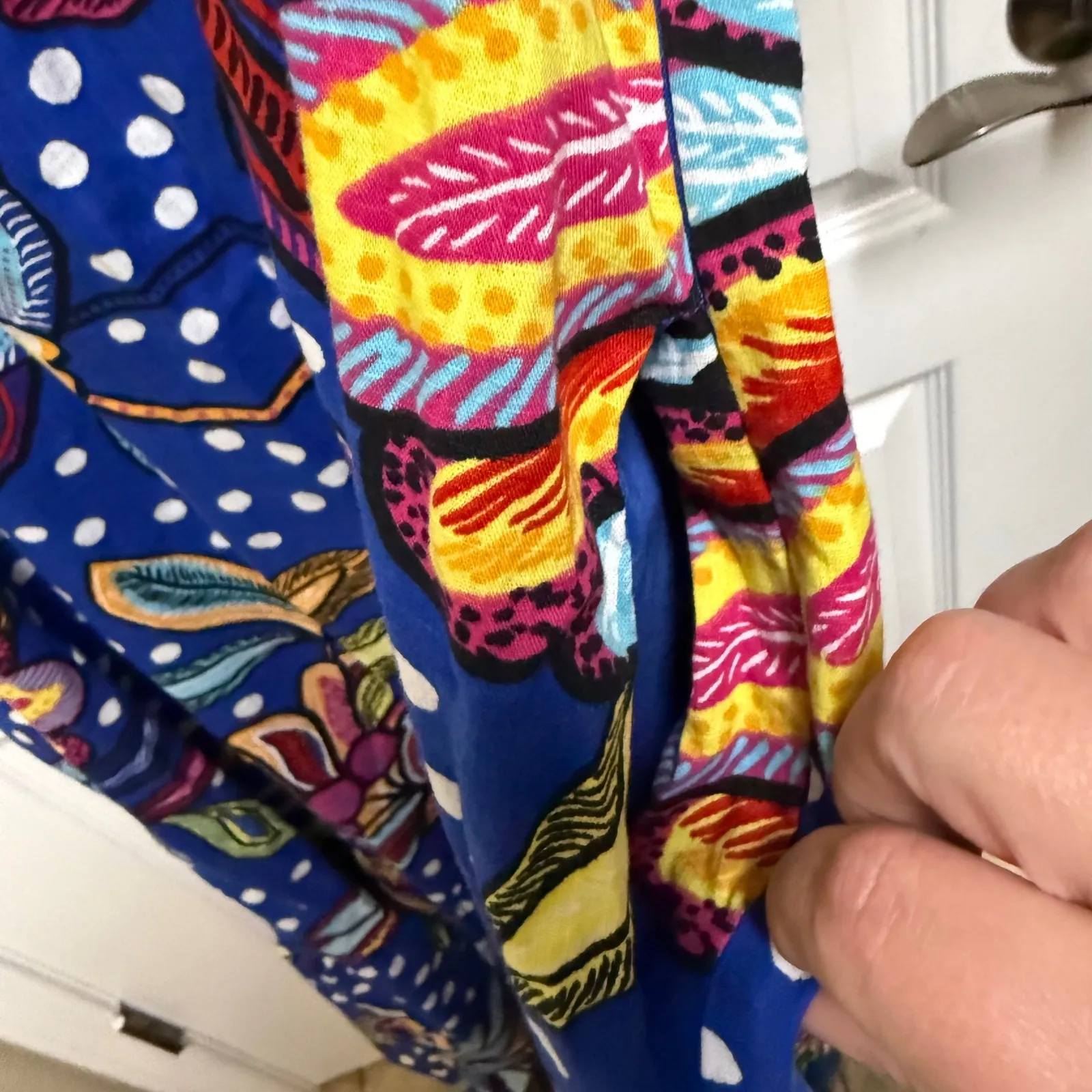 Tabitha Brown Dress Size 14 Blue Floral Polka Dot Tiered M Short Sleeve Maxi - Image 4