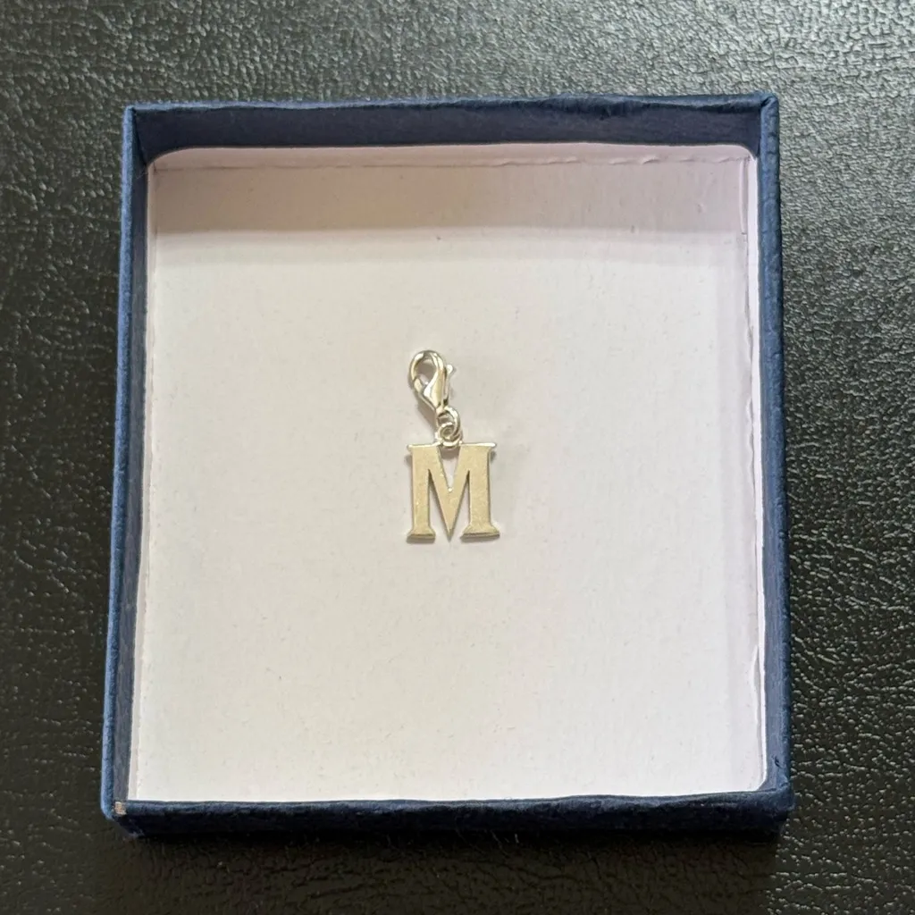 Sterling Silver Initial 'M' Charm Pendant - Image 6