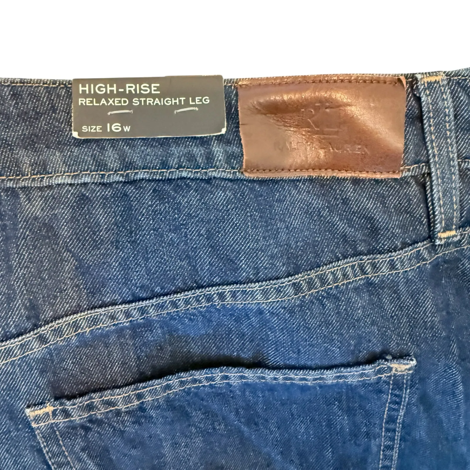 NWT Ralph Lauren Black Label High Rise Relaxed Straight Jeans in Dark Wash 16W - Image 6