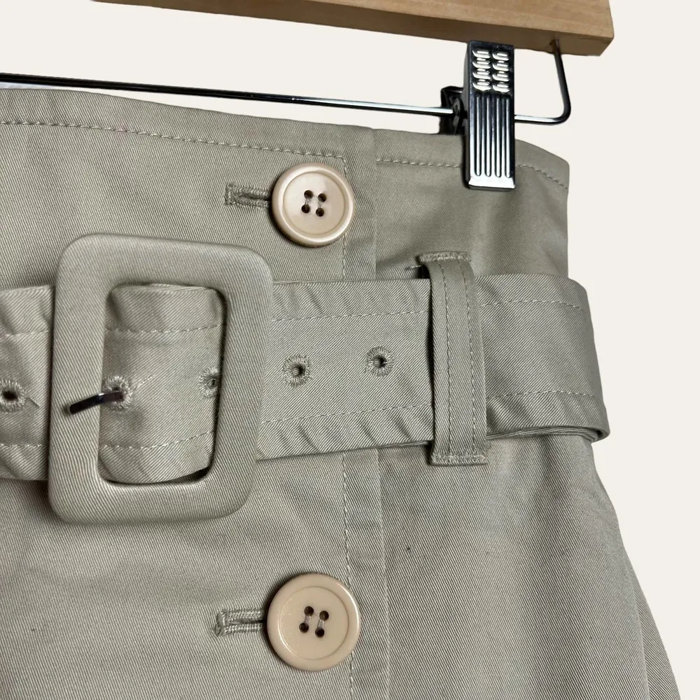 Club Monaco Newman Beige High Waist Double Breasted Button Front Belted Skirt - Image 3