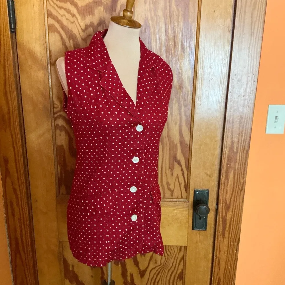 Vintage 90s Red dotted vest - Image 4