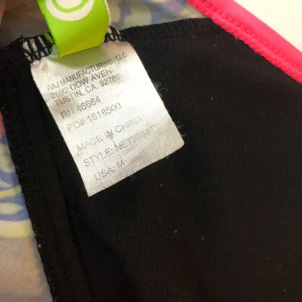 N Tankini Top V Neck Racerback Cutouts Paisley Black Colorful M Size M - Image 4