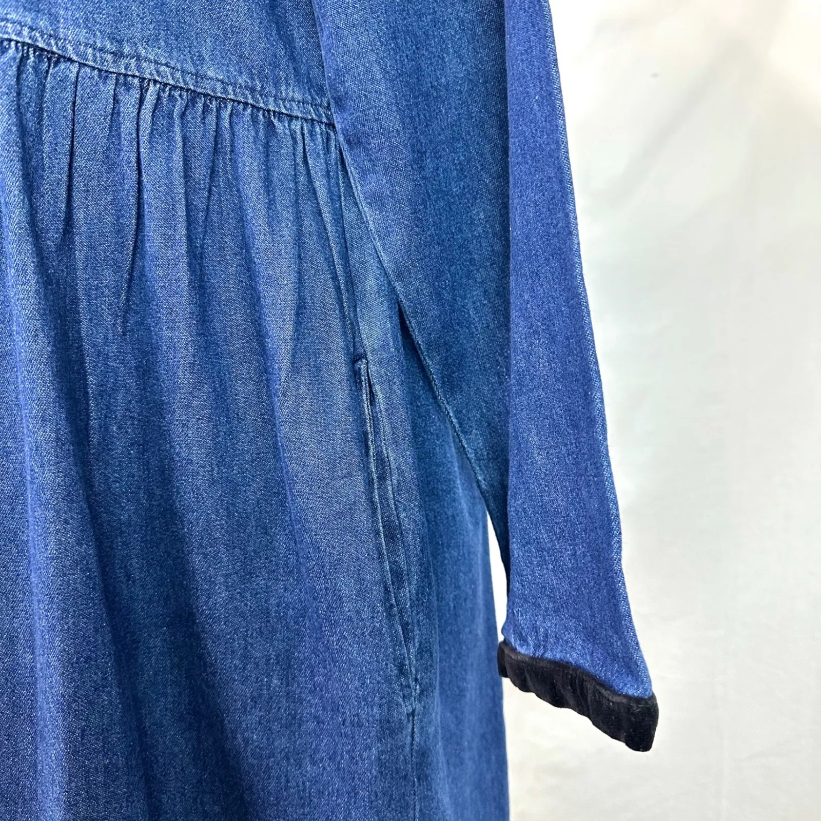 SUNBELT DENIM Vintage 80s/90s Blue Long Sleeve Button Front Maxi Dress Women's S - Image 6