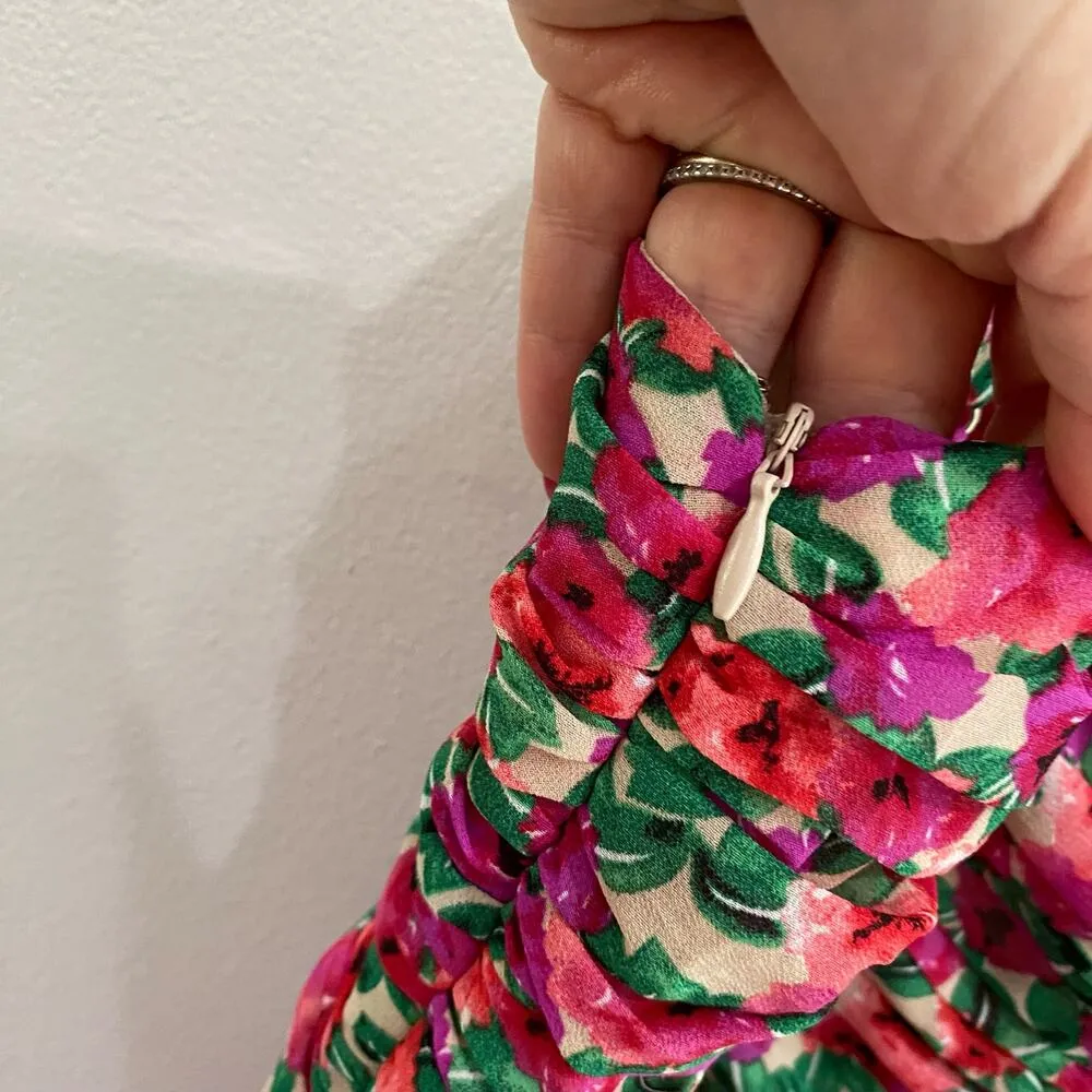 Endless Rose Floral Fitted Summertime Ruched Mini Dress Size Small - Image 6