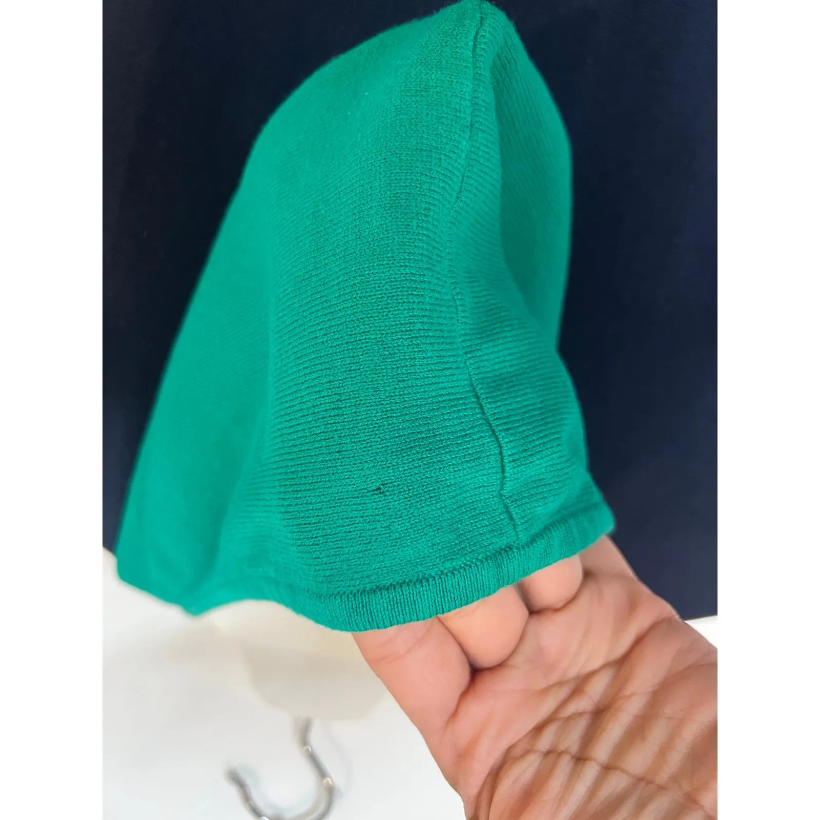 Womens Sz M JC PENNEY Cashmere Blend Color Block Full Zip Hoodie Green Blue Gray Size M - Image 4