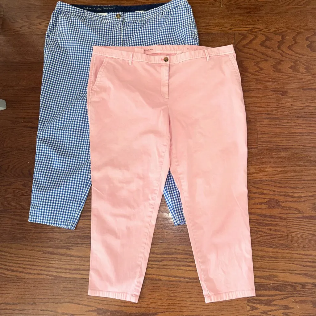Talbots Girlfriend Chinos Ankle Length Two Pair Bundle Plus Size 22W Pink Blue - Image 12