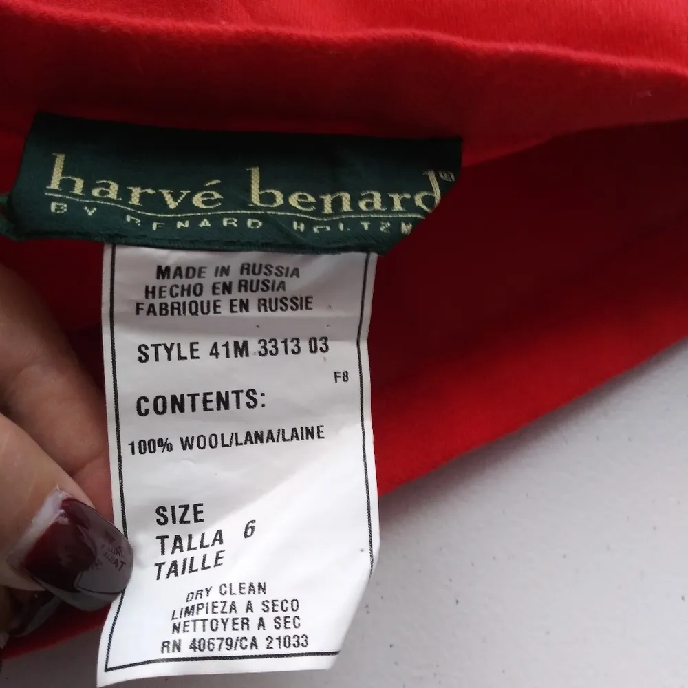 Harve Bernard  Red Wool Pencil Skirt Vintage Holiday Career Size 6 - Image 6