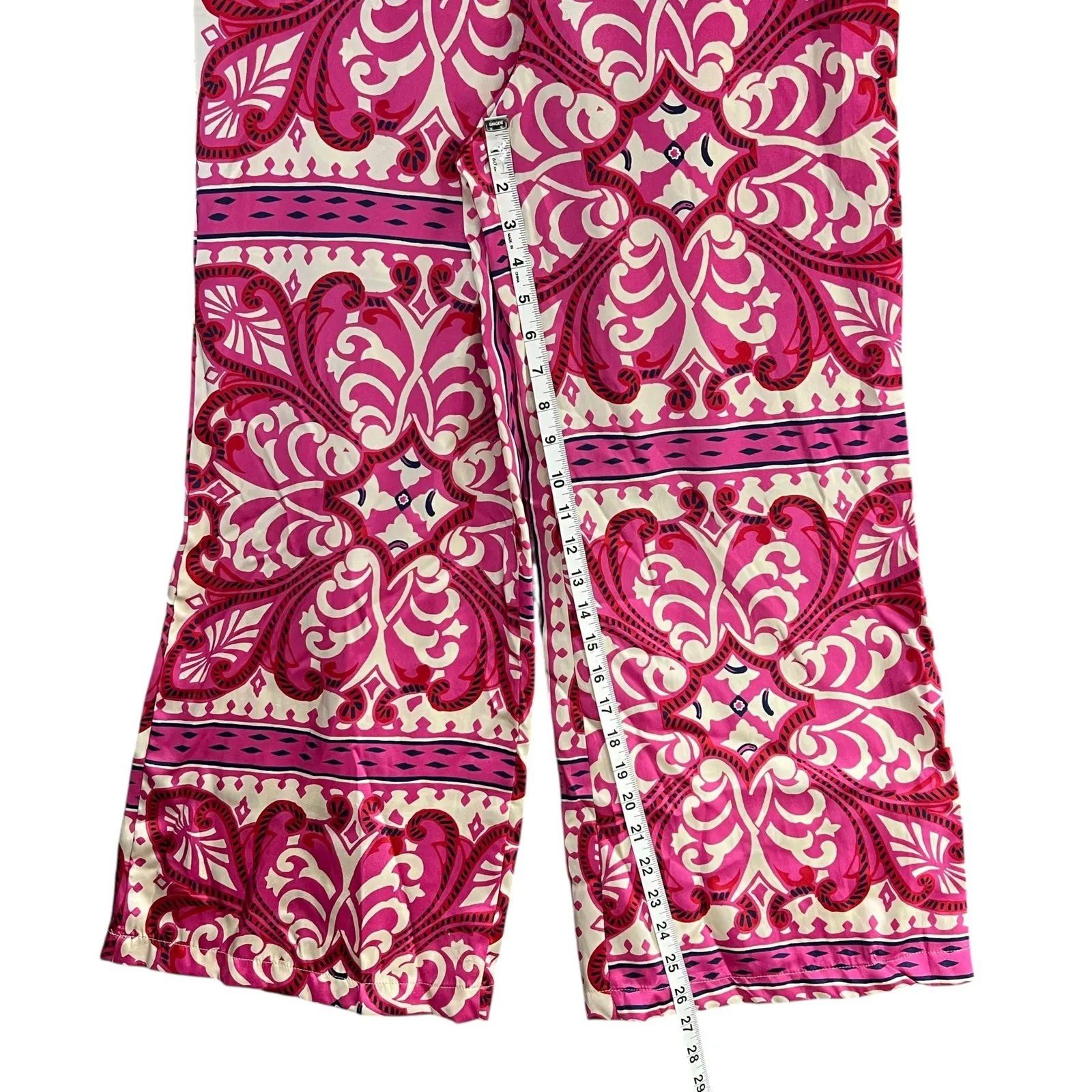 Mango Jumpsuit Womens S Pink Floral Italian Fabric Metal Detail Flowy Bohemian - Image 12