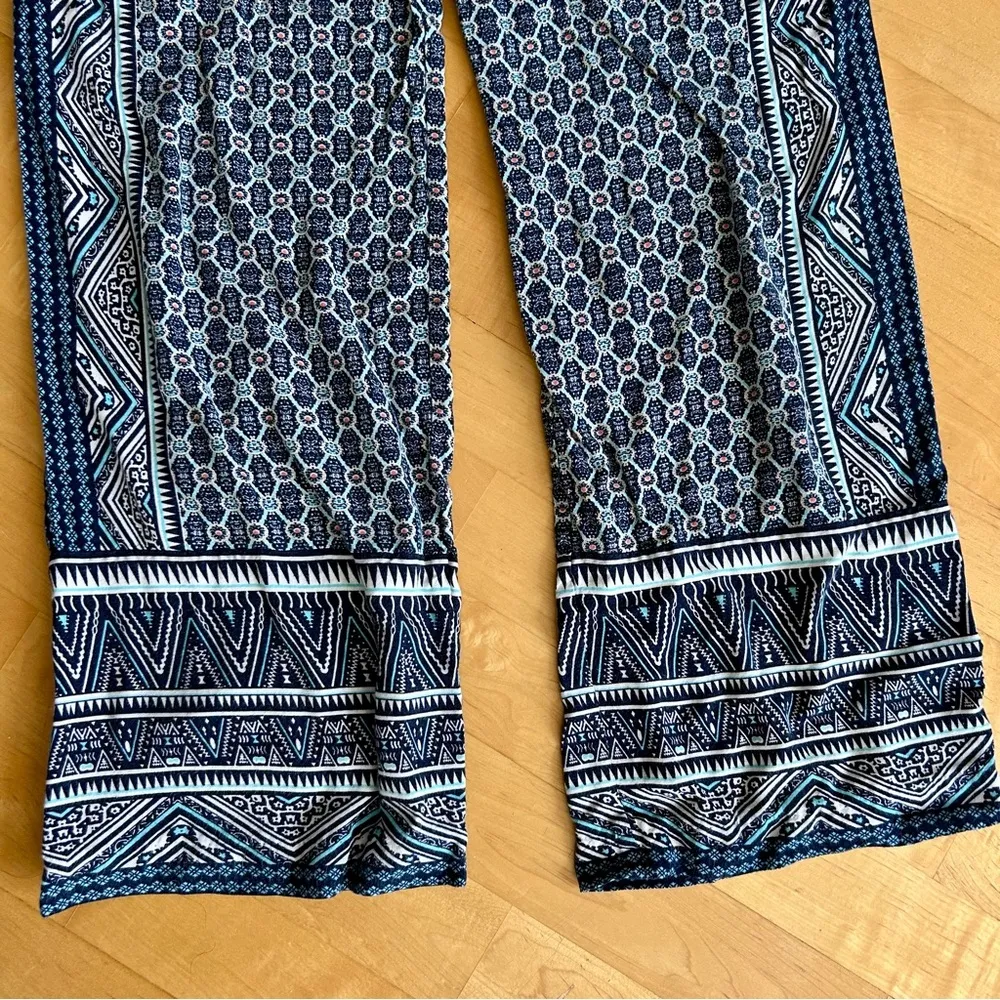 Ava Christine Abstract, Low Rise, Wide Leg Pant, Aqua, Navy Blue, Size XS/S Blue - Image 5