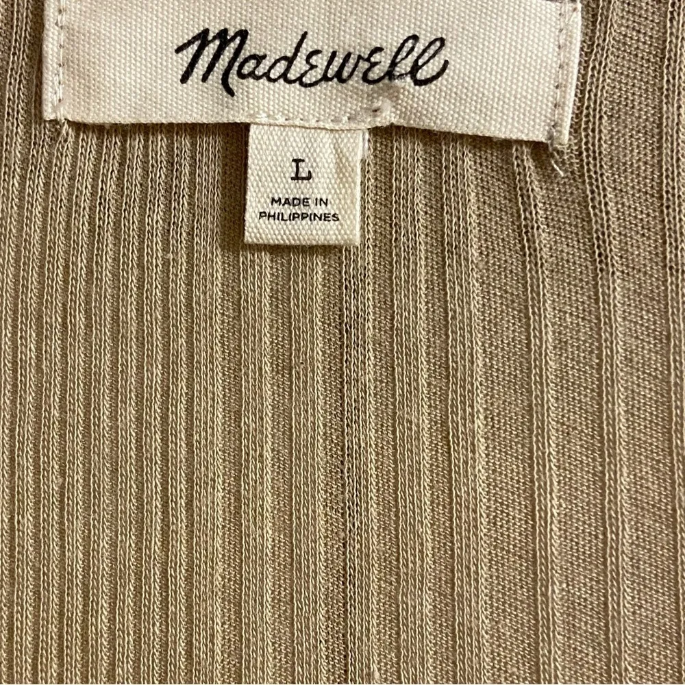 Madewell Polo Shirt Drill Variegated Khaki Button Up Large - Image 6