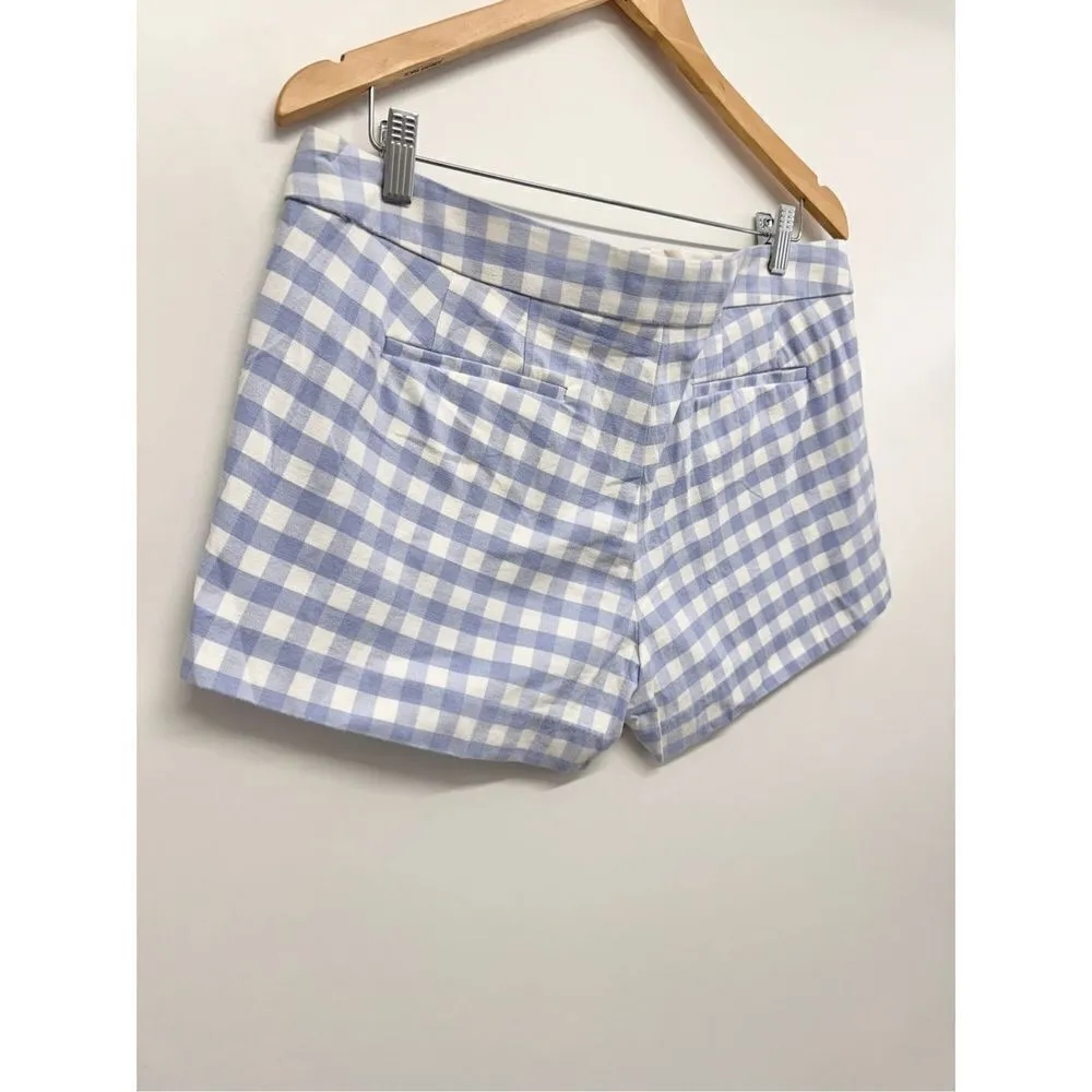 J Crew Shorts Regular Low Rise Size 12 Blue White Buffalo Check Gingham Stretch Blue - Image 5