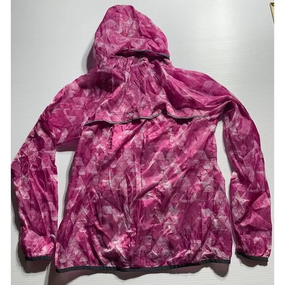 BCG Pink‎ Geometric Pattern Lightweight Windbreaker Jacket with Hood Medium - Image 5