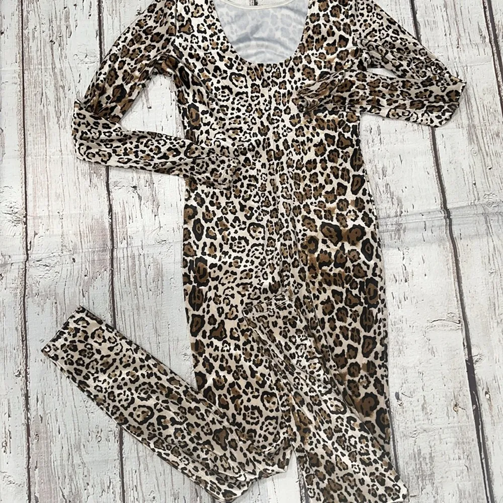 Women’s Stretch Animal Print Velvet Long Sleeves Jumpsuit - Image 6