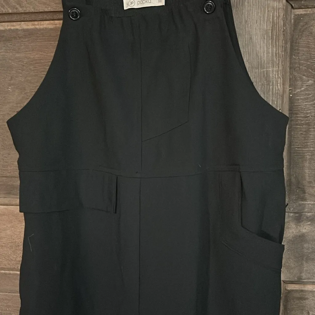 Papka Jumpsuit Black Size‎ Medium Adjustable Button Straps Pockets - Image 3