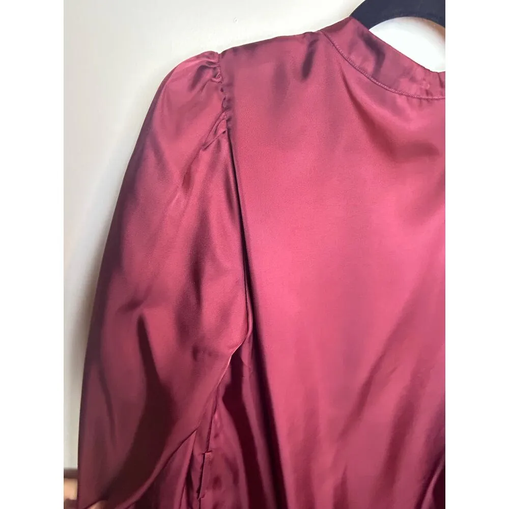 Scotch & Soda Long Burgendy Kaftan Midi Dress with Front Zipper Size Small - Image 7