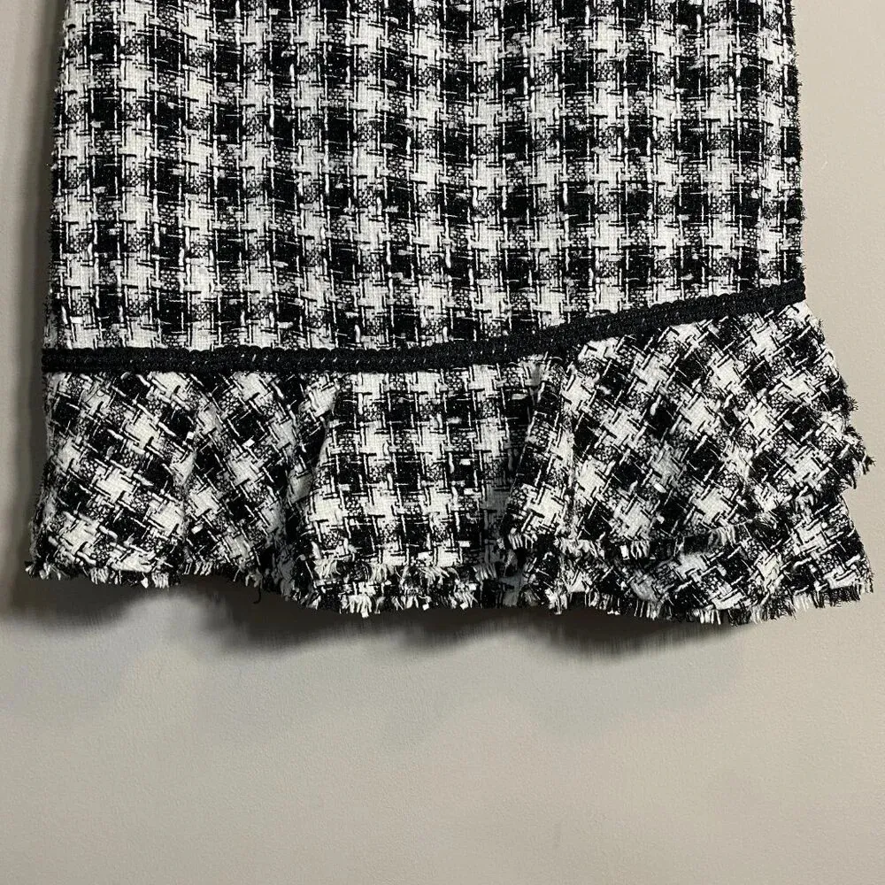 Karl Lagerfeld Paris Tweed Metallic Boucle Shift Mini Dress Womens 4 Black White - Image 9