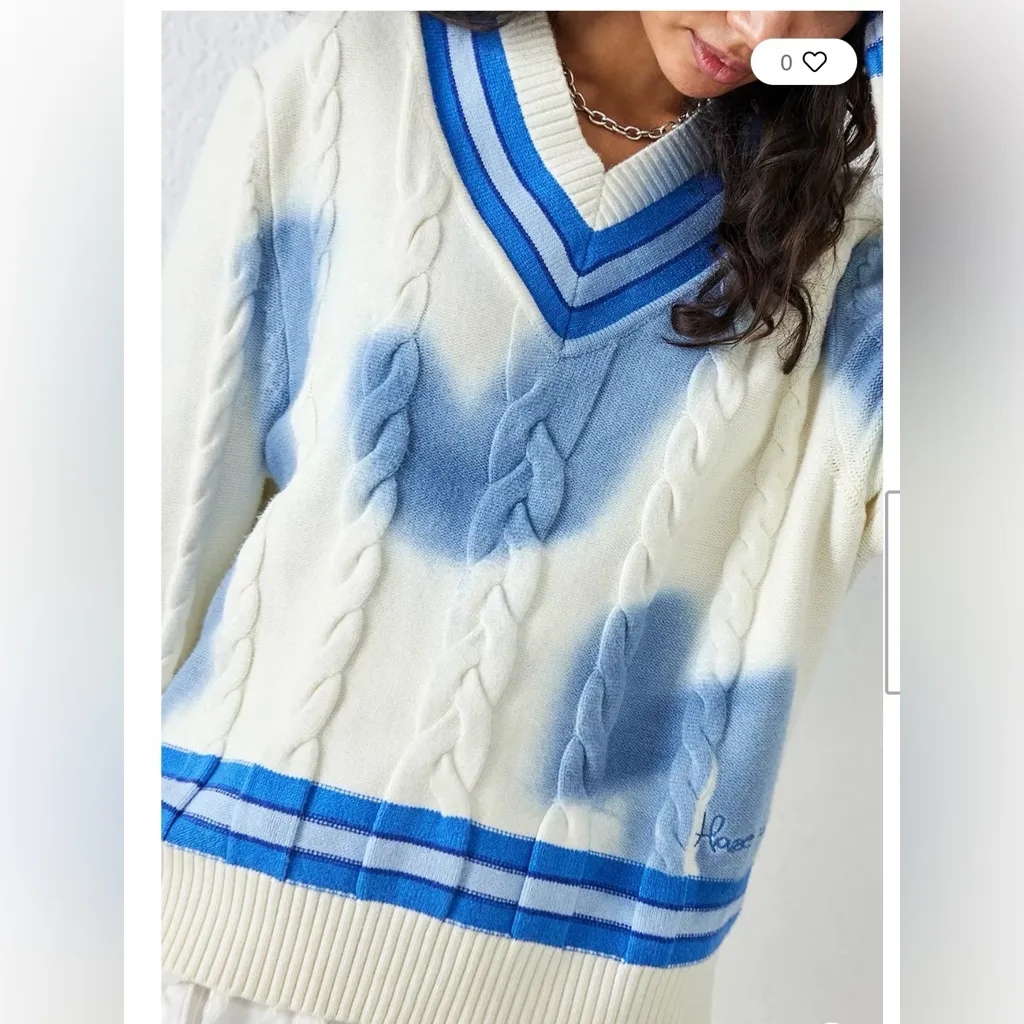 House of Sunny Players cable knit sweater size XS Blue - Image 2