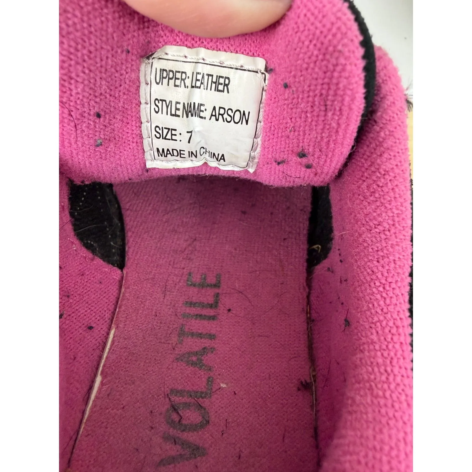 Volatile Vintage Y2K Black Suede Pink Platform Arson Flame Sneakers Women’s 7 - Image 8