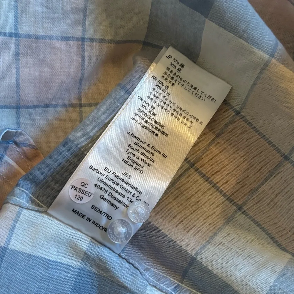 Barbour Summer Millcross Dress Cotton Linen Plaid Midi Size 6 - Image 7