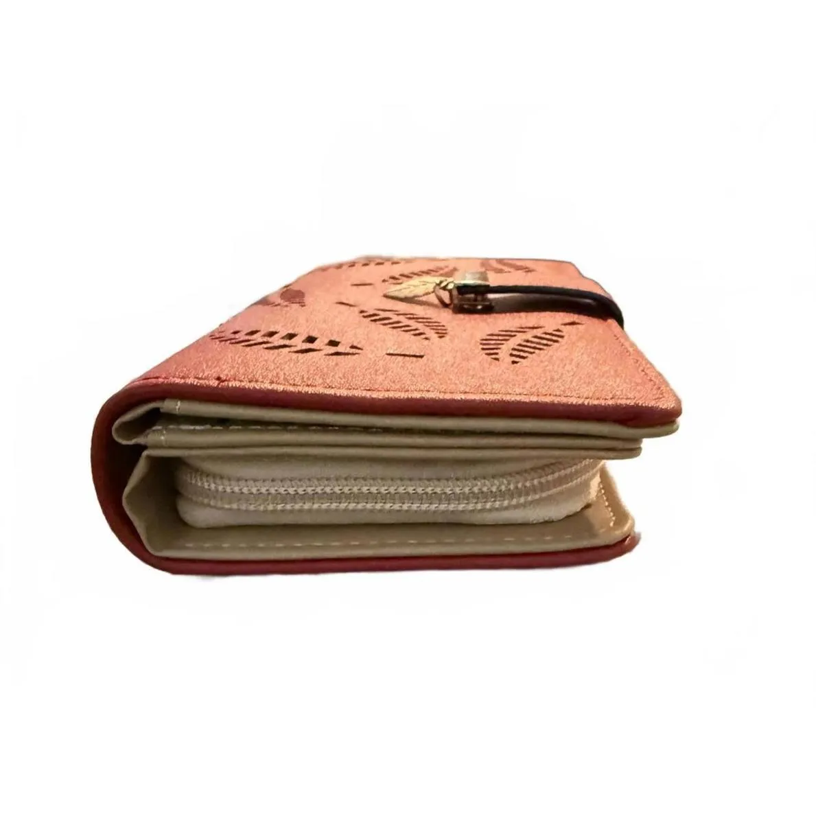 Women's Red Envelope Wallet with Cutout Gold Leaves ID Holder Credit Card Slots - Image 5