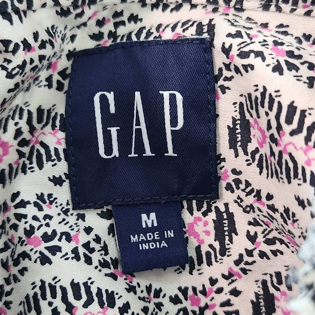 Gap Black and White Print Button Down Blouse Size Medium Gap Cotton Blouse - Image 7