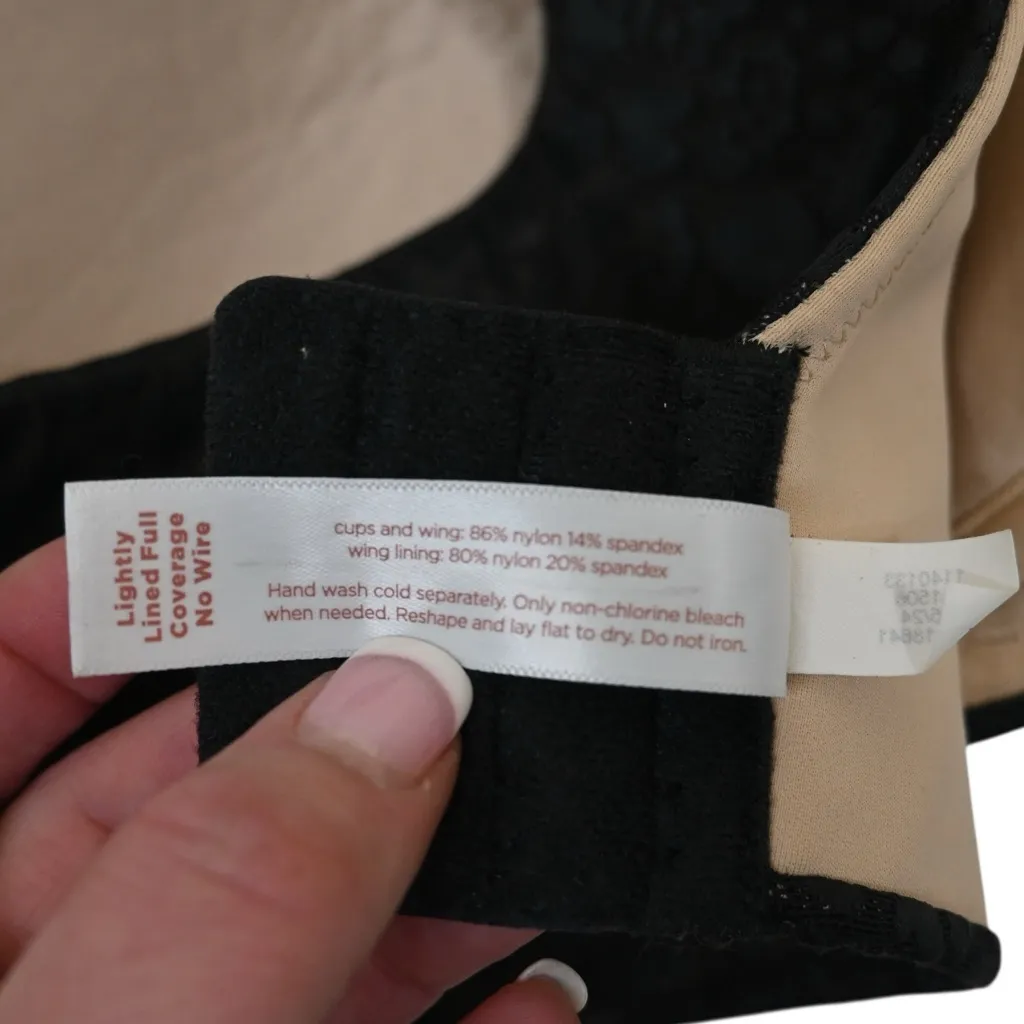 Cacique 38C Lightly Lined Full Coverage No Wire Black Lace Bra - Image 9