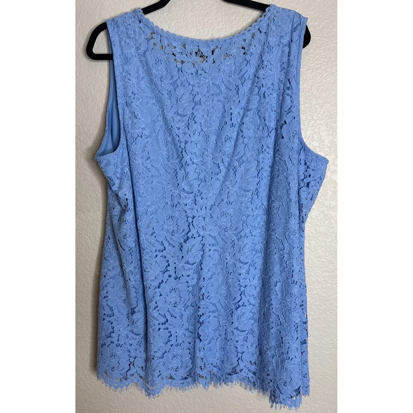 Isaac Mizrahi Womens 2X Sleeveless Lace Swing Tank Top Skyline Blue Boho Beach - Image 2