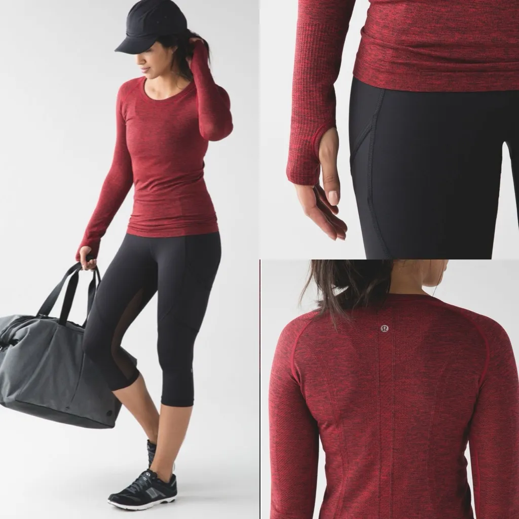 Lululemon Swiftly Tech Long Sleeve Crew Black / True Red Top - Image 7