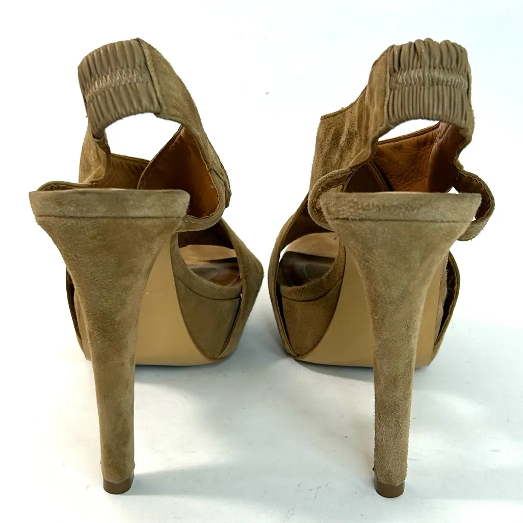 Diane Von Furstenburg Zia Beige Suede Platform Sandals size 8.5 - Image 5
