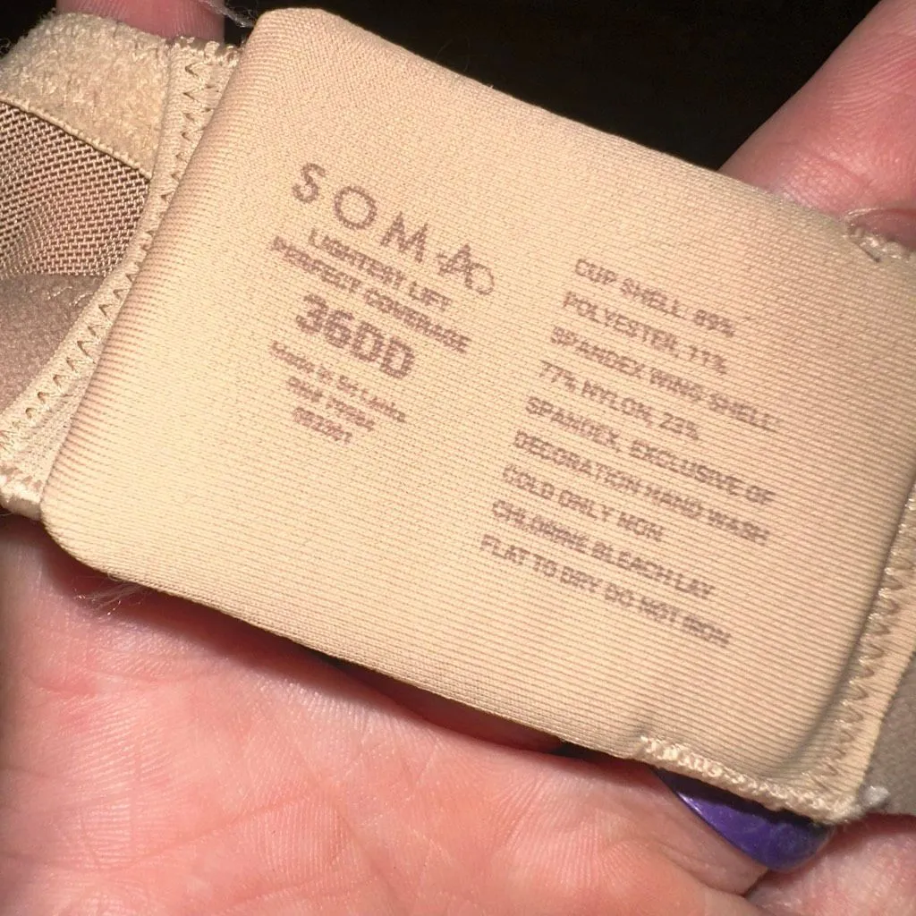 Soma  Lightest Lift Perfect Coverage nude 36DD soft bra - Image 3