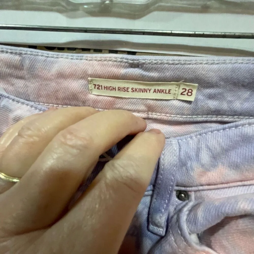 Levi’s 721 high rise skinny ankle size 28 pink purple tie dye. - Image 7