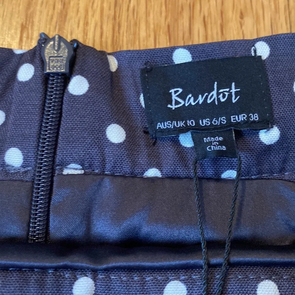 Bardot Charcoal Mini Skirt White Polka Dots‎ Ruffles Pleated Skirt Ruffled Hem 6 - Image 3