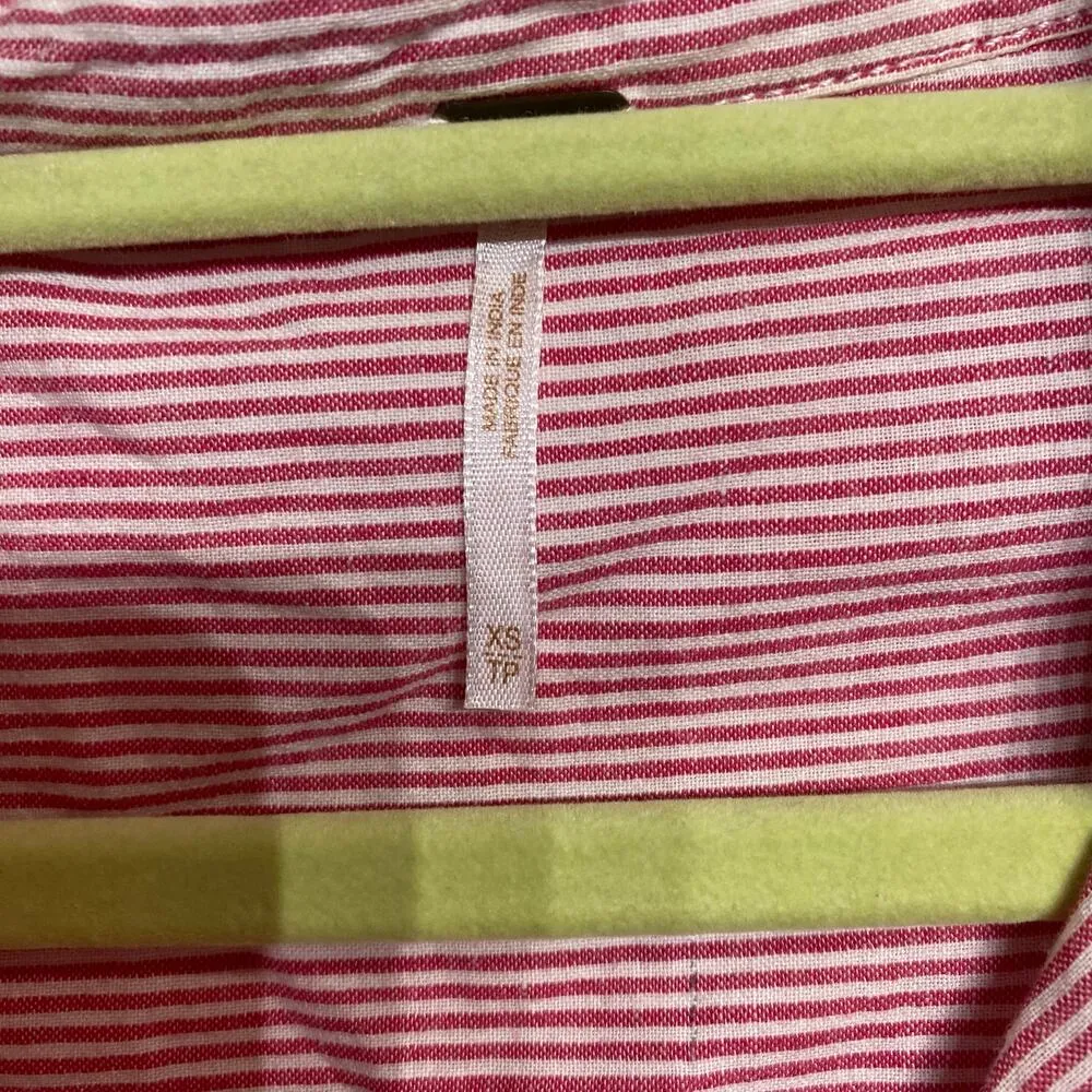 Free People Pink Striped Cropped Long Sleeve Blouse Sz XS - Image 5