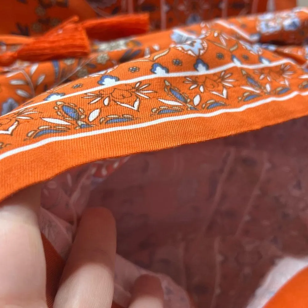 J Jill orange paisley print boho shorts size large - Image 6