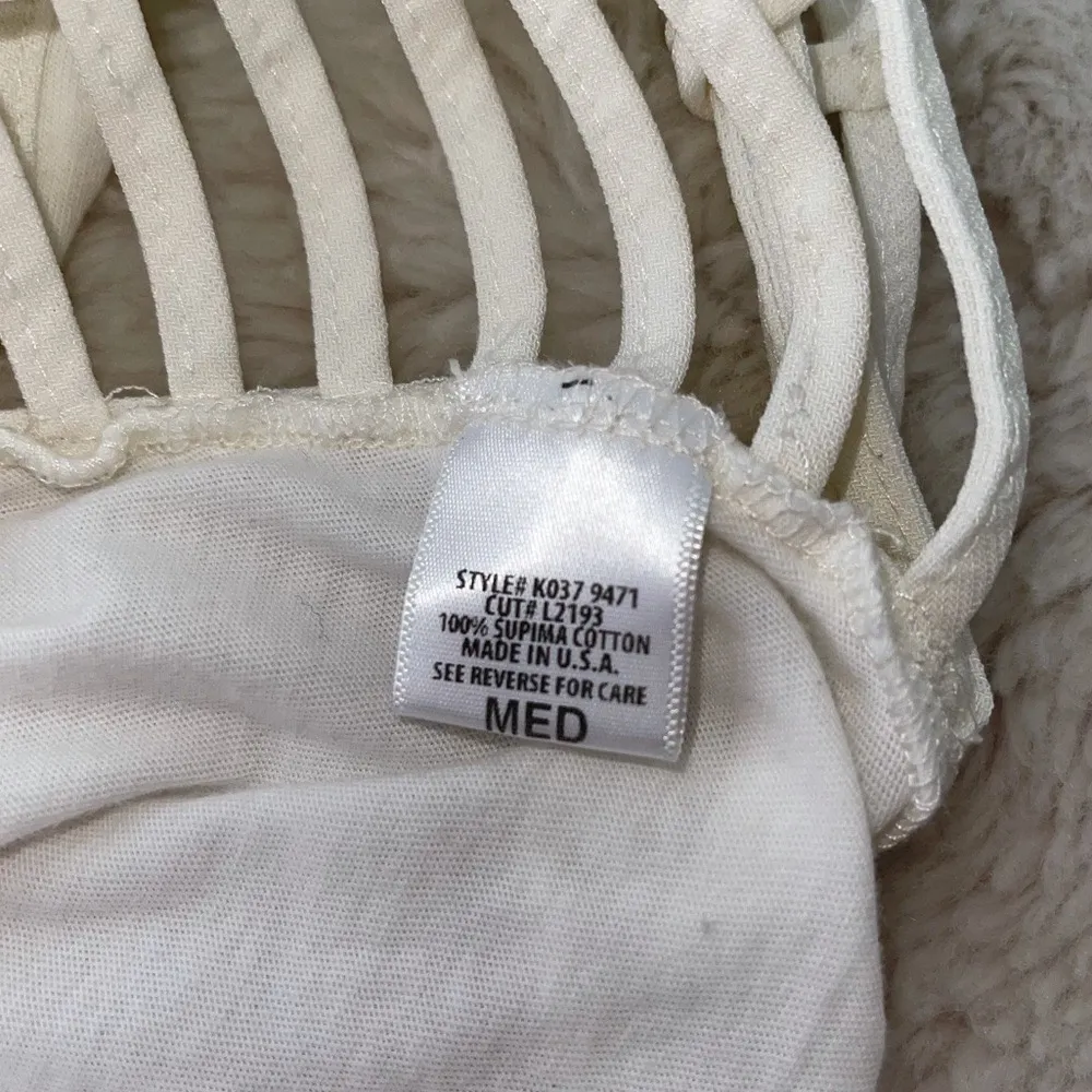 White Caged Side Cotton Tank Top - Image 10