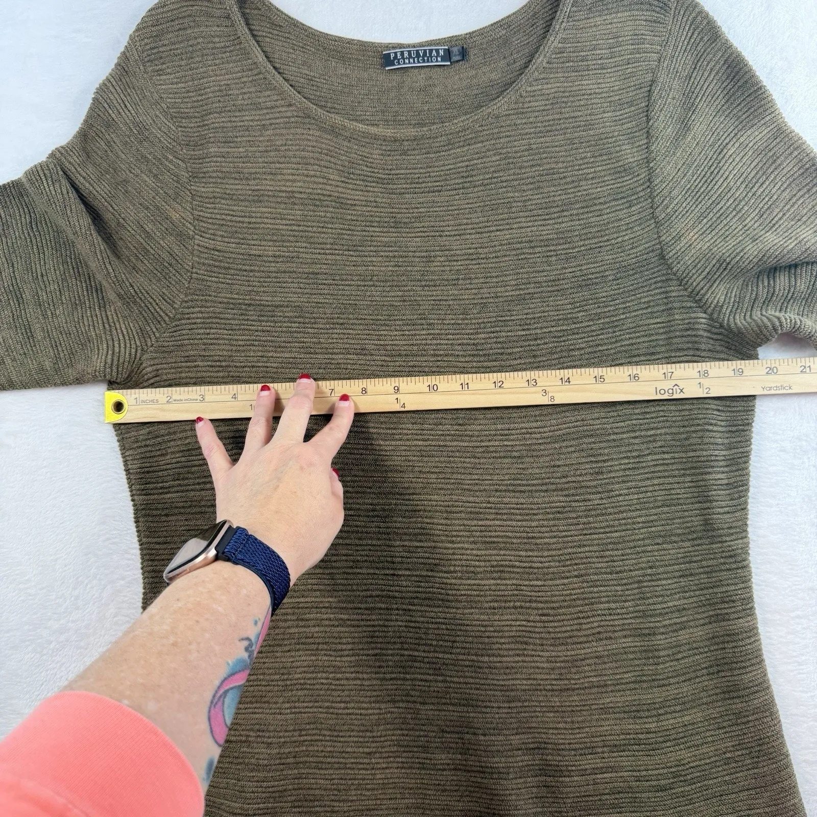 Peruvian Connection XL Ribbed Tunic Sweater Top Pima Cotton Blend Long Boho - Image 7